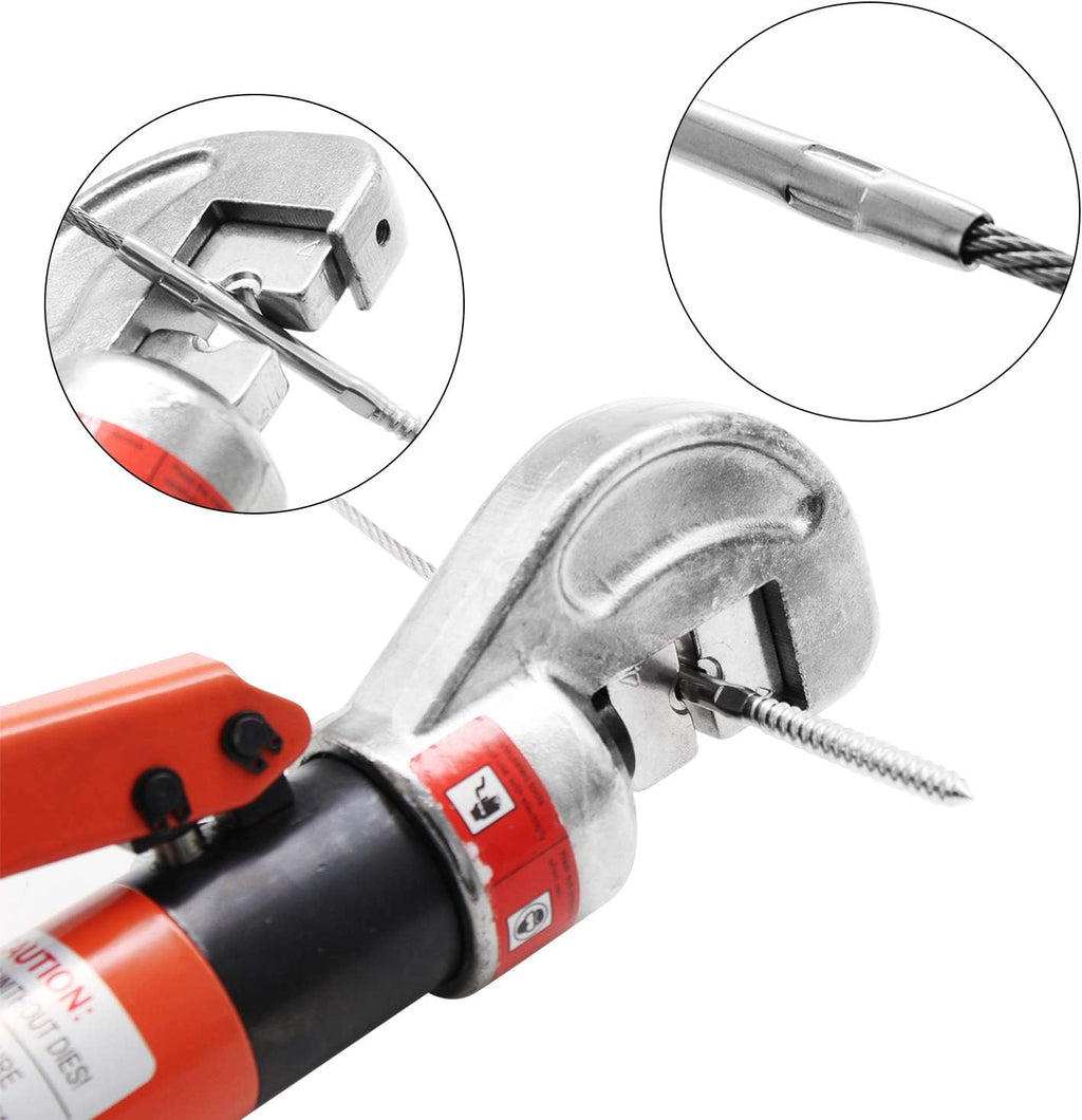 10 Ton Hydraulic Cable Crimper Hand Tool with 9 Dies and Cable Cutter O648