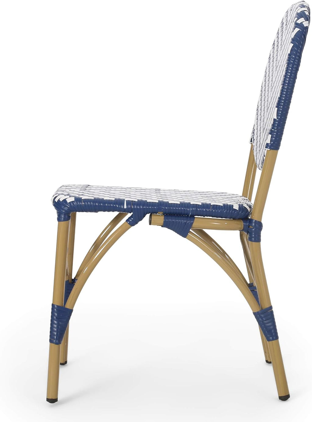 Navy Blue + White + Bamboo Finish Outdoor Bistro Chair Y899