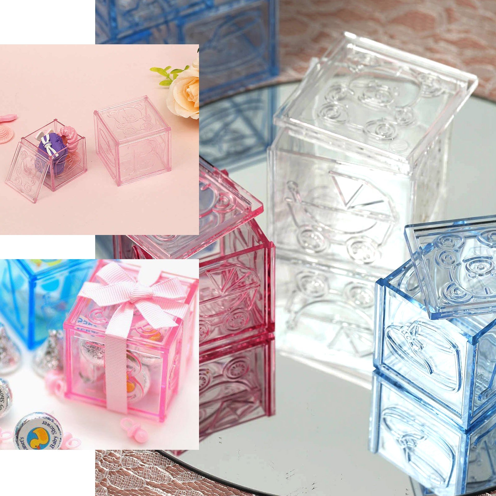 Pink Fillable Baby Blocks Party Favor Gift - 12/pk T657343