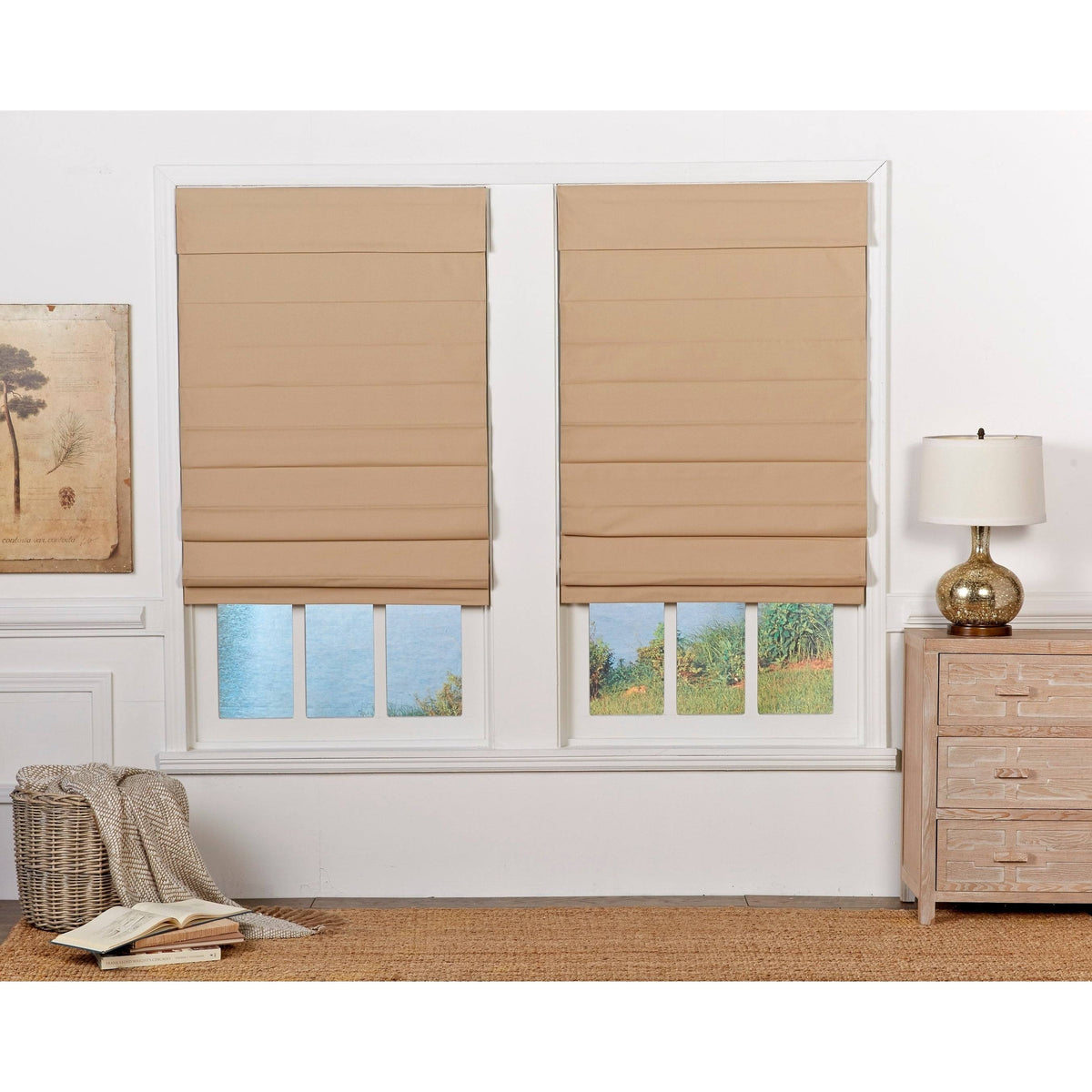 Khaki Insulating Cordless Roman Shade 34 x 72 W9393