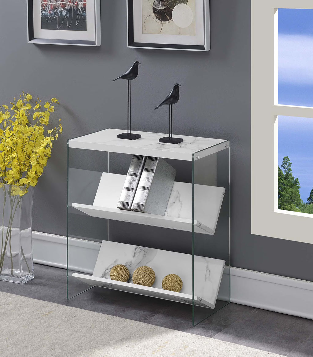 White Faux Marble Bookcase X6027