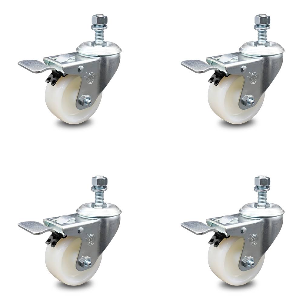 3 inch Nylon Swivel Caster Set with Total Lock Brake U67262