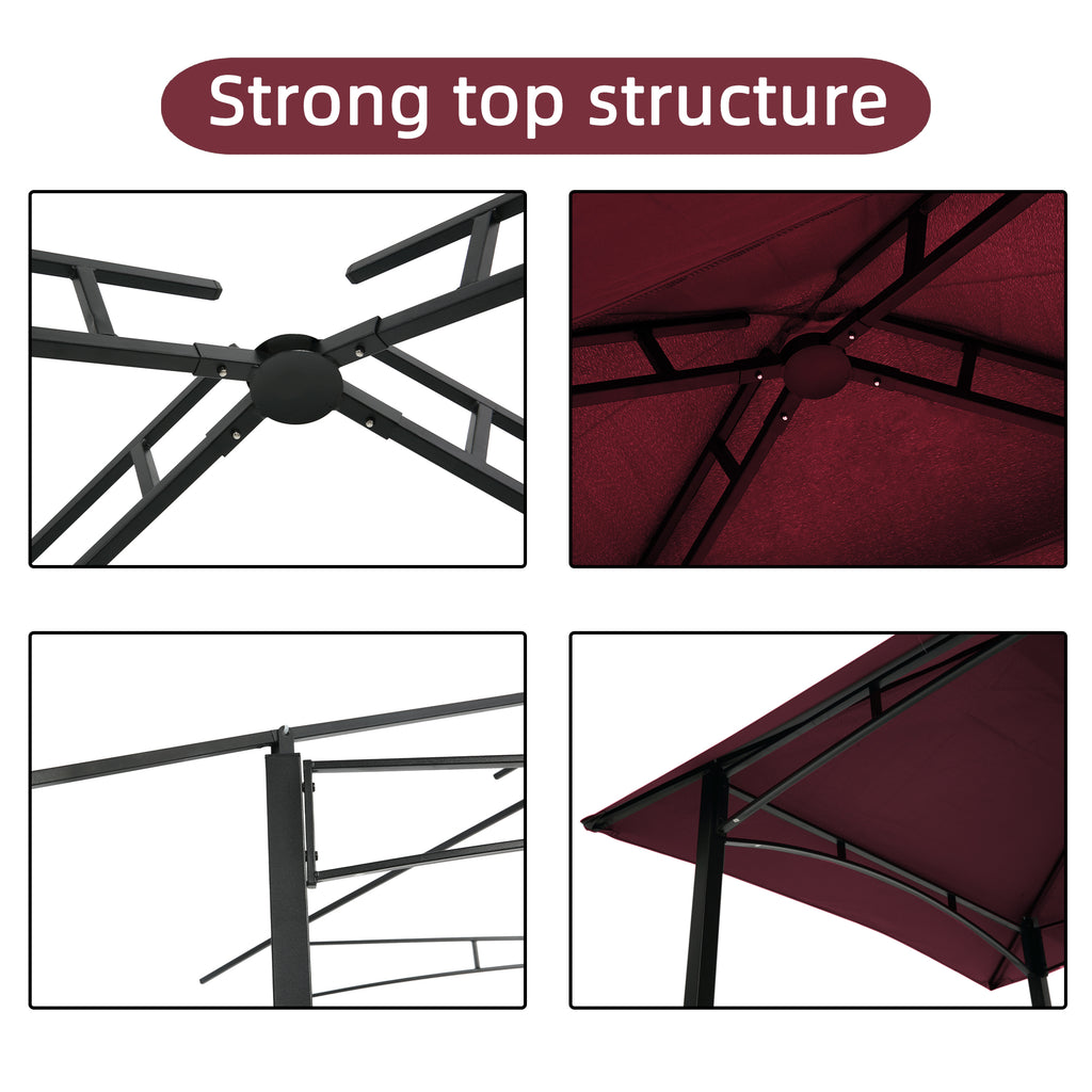 Burgundy Steel Frame Outdoor Grill Gazebo with Canopy V241