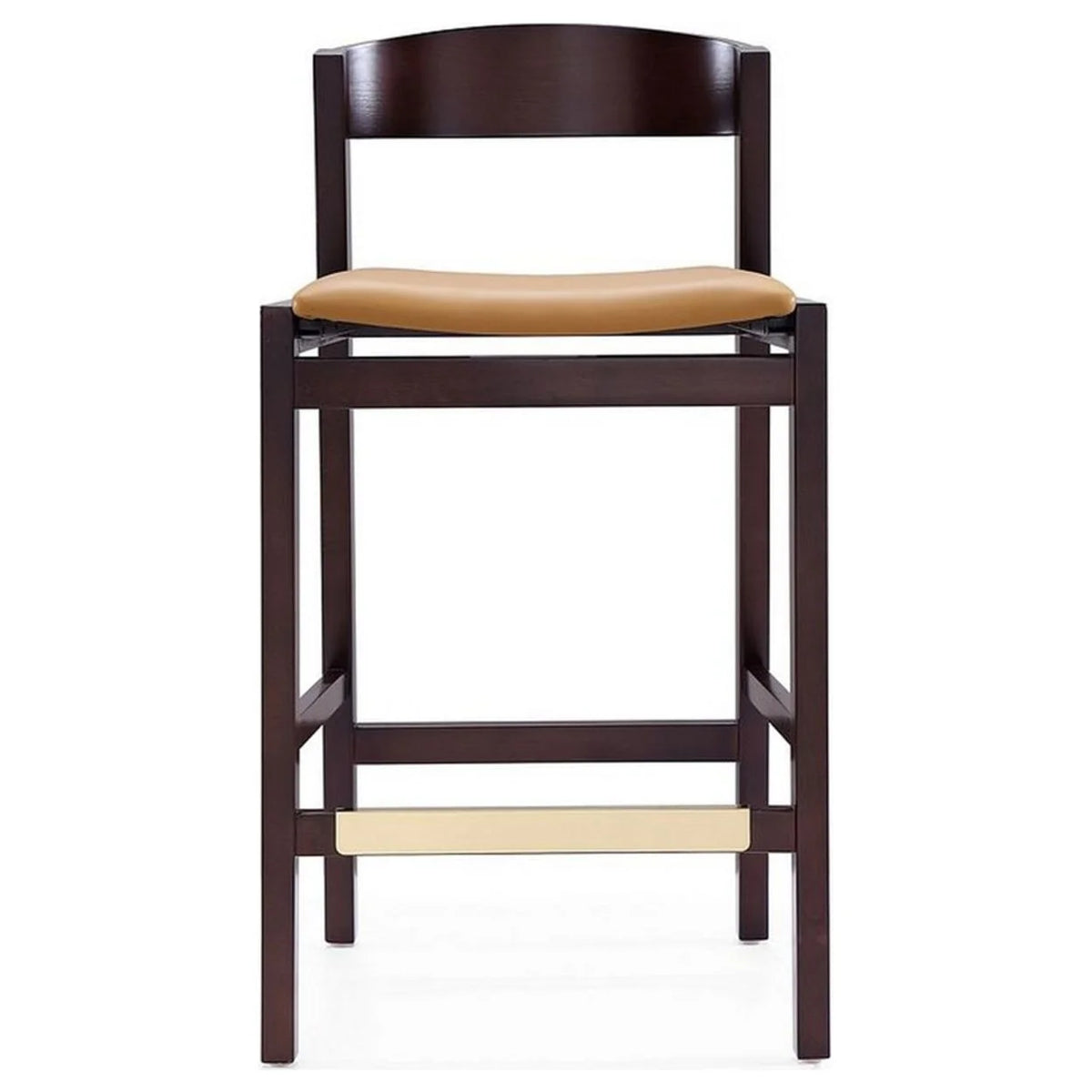 Camel and Dark Walnut Beech Wood Counter Height Bar Stool (Set of 2) T73579