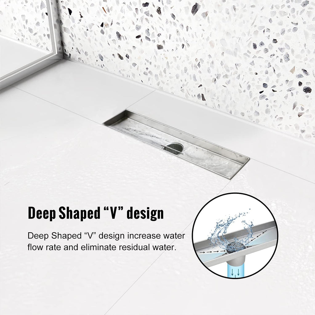 Brushed 304 Stainless Steel Linear Shower Drain 36 inch with Hair Catcher, Pack of 2 B44018