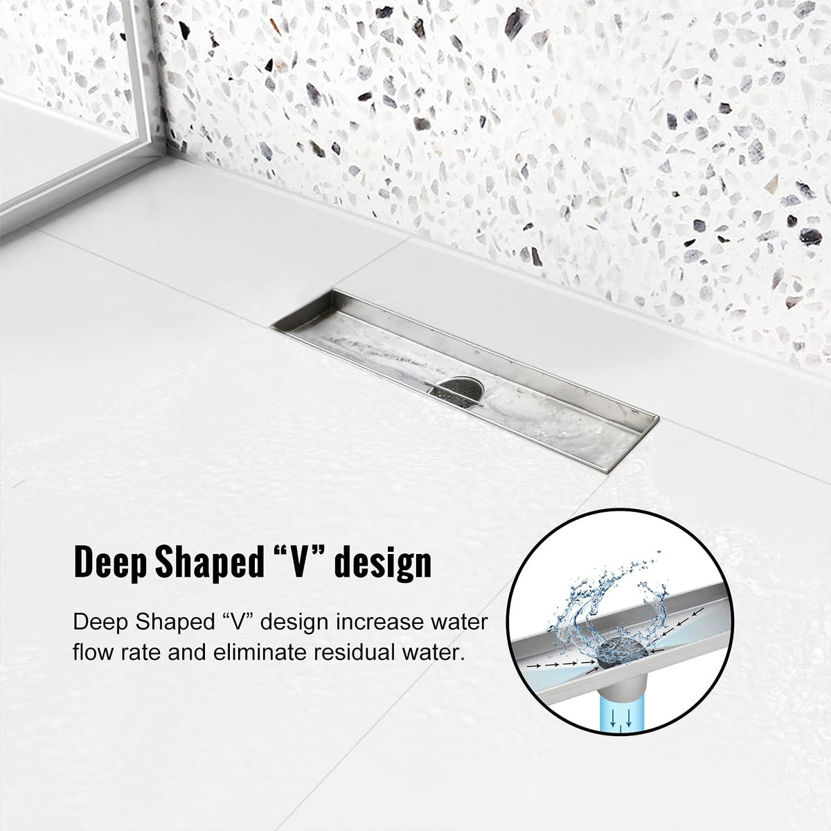 Brushed 304 Stainless Steel Linear Shower Drain 36 inch with Hair Catcher, Pack of 2 B44018