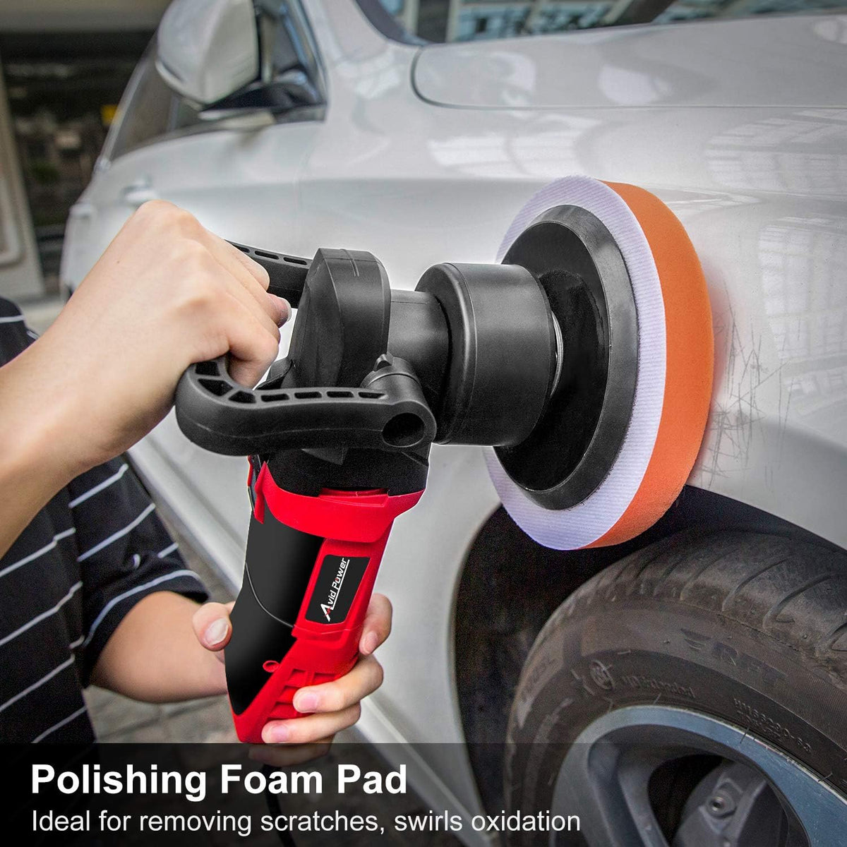 6-inch Dual Action Random Orbital Car Buffer Polisher with Variable Speed, 3 Foam Pads E746857