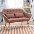 Blue Linen 2-Seat Loveseat Sofa with 2 Pillow T602