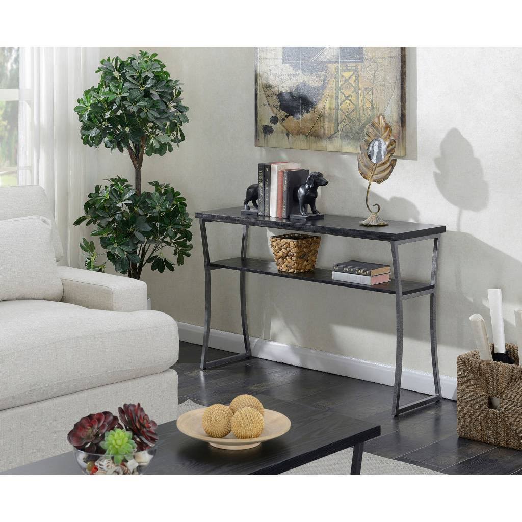 Black Woodgrain/Gray Console Table B8078