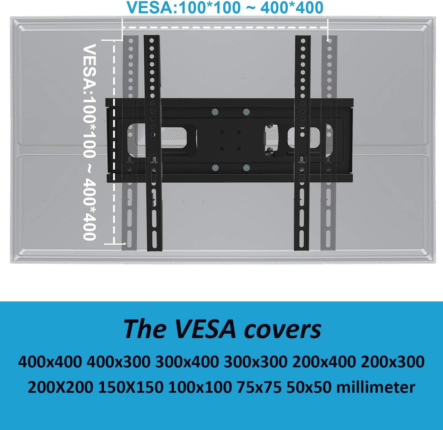 TV Wall Mount Full Motion TV Bracket with Articulating Dual Arms Tilt Swivel 14" Extend, VESA 400x400mm, Pack of 2 E5182