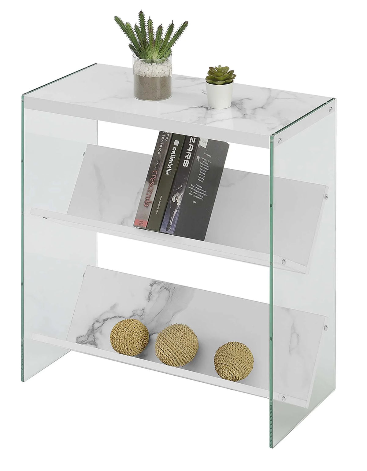 White Faux Marble Bookcase X6027