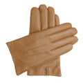 Tan Leather Cashmere Lined Touchscreen Gloves T469373