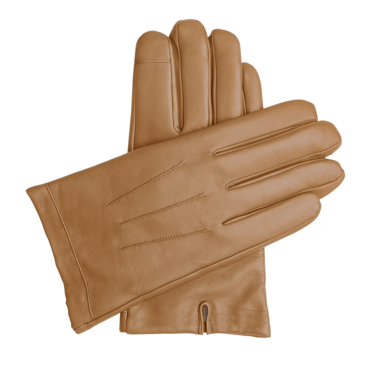 Tan Leather Cashmere Lined Touchscreen Gloves T469373