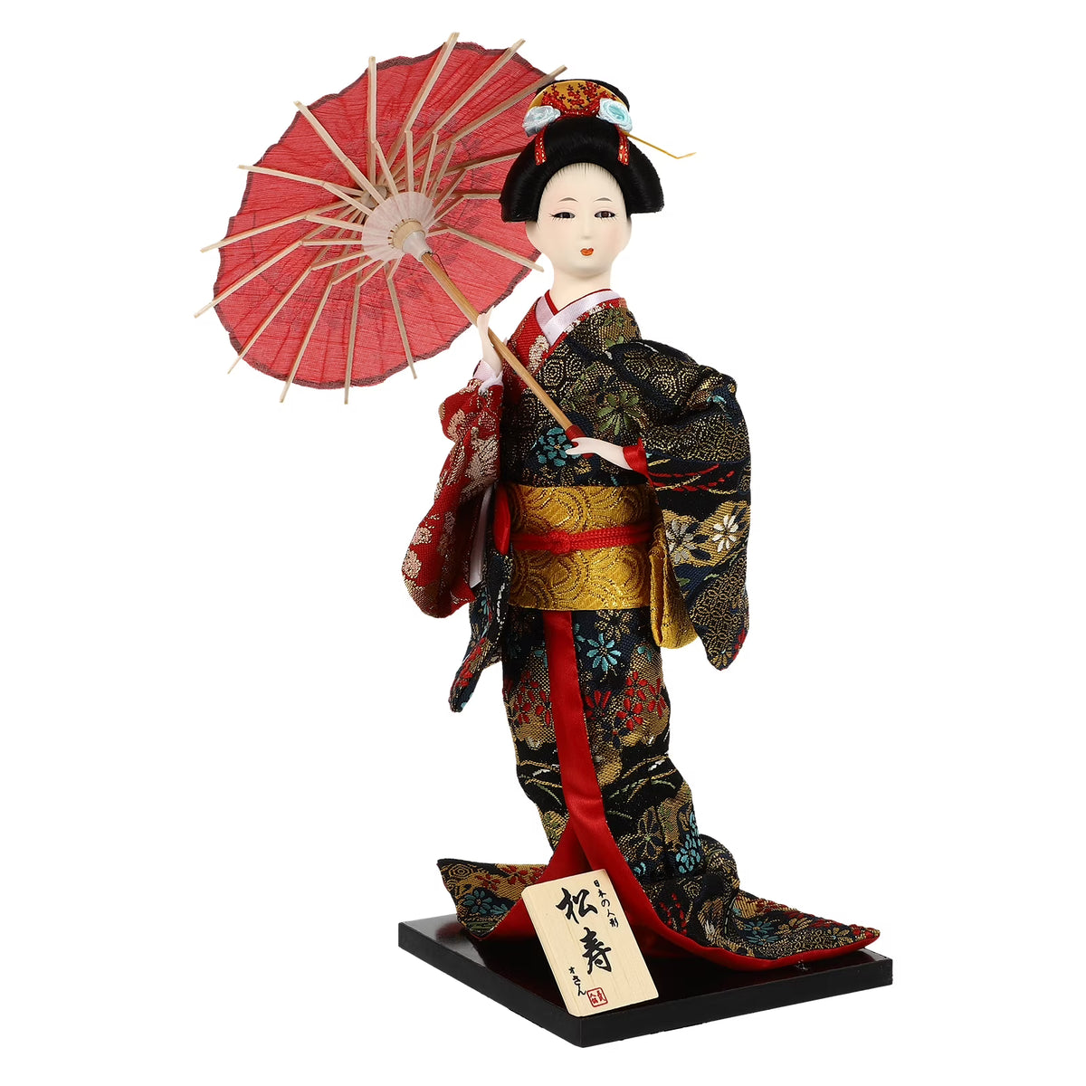 2 Count Japanese Geisha Wooden Doll Figurines Z434581