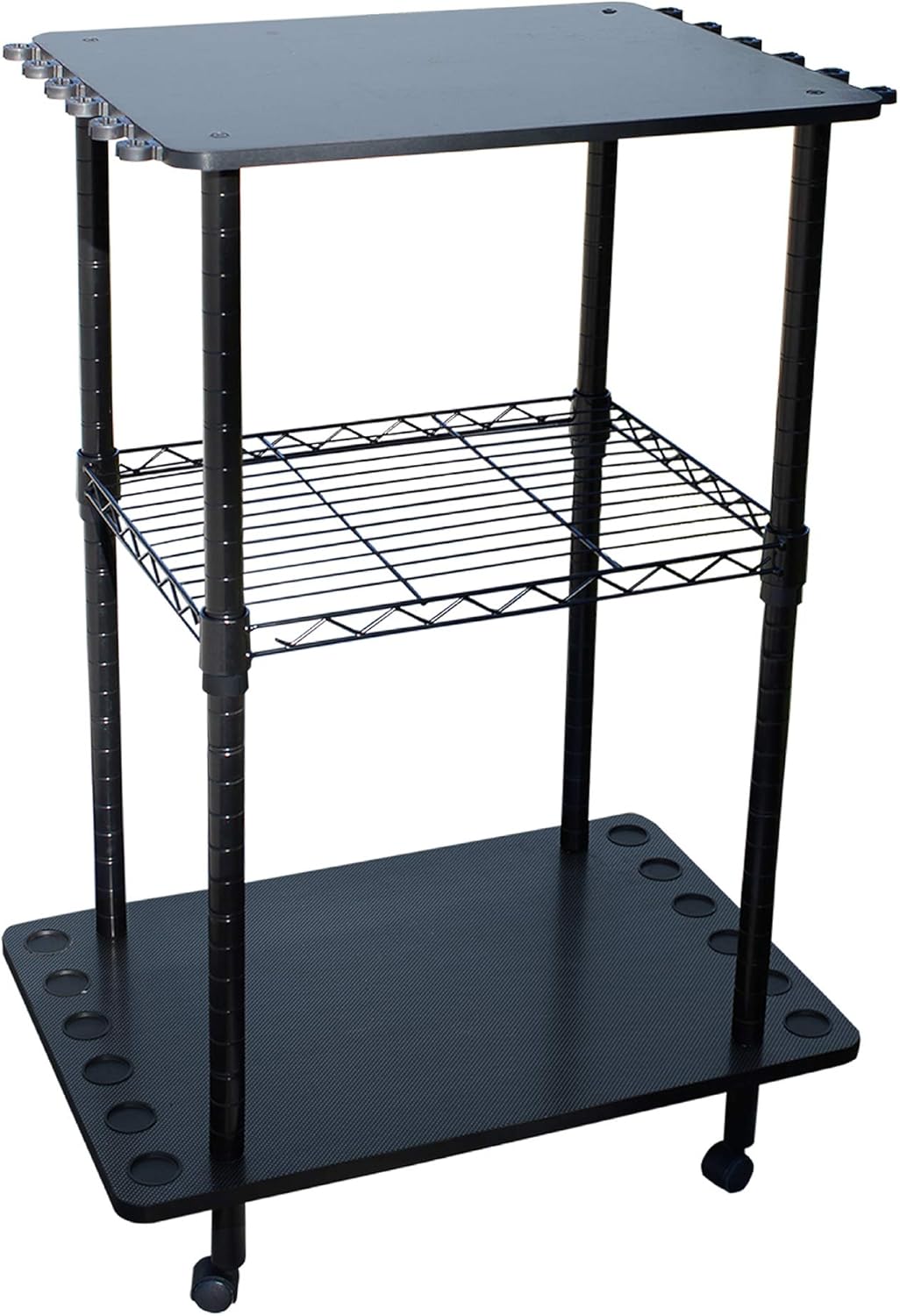 Black 12 Fishing Rod Tackle Cart X4128