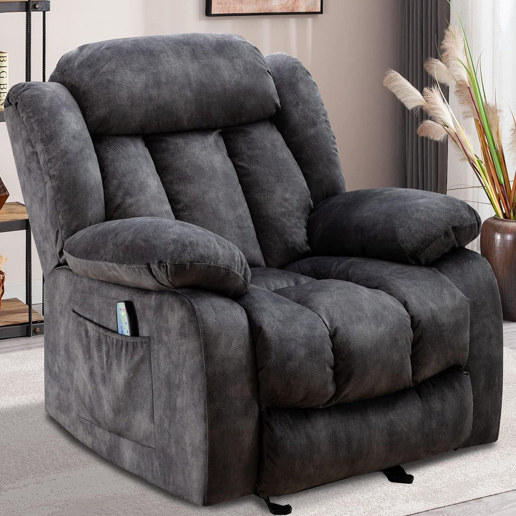 Camel Fabric Massage Rocker Recliner with Heat and Vibration Q96095