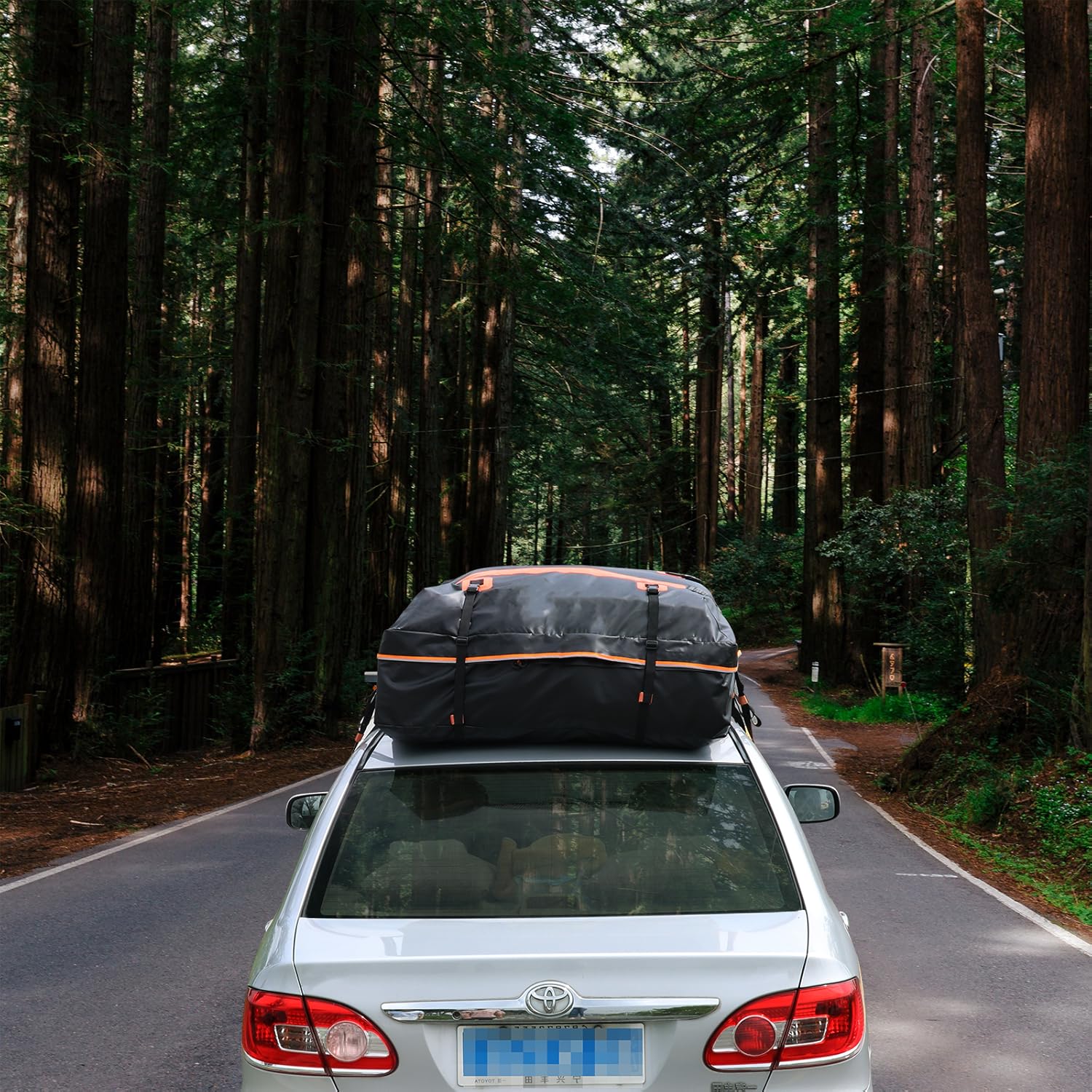Car Rooftop Carrier Soft Cargo Box 20 Cubic Feet Waterproof Roof Bag with Reflective Strip H515401