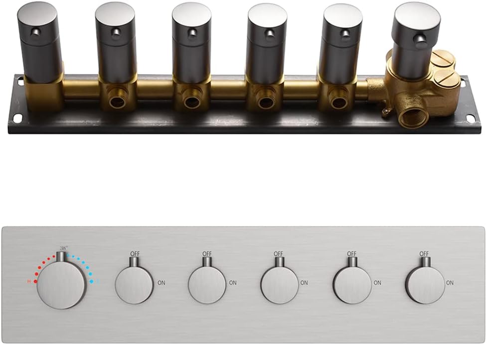 Brass Concealed 4-Way Thermostatic Shower Mixer with Round Handles P264