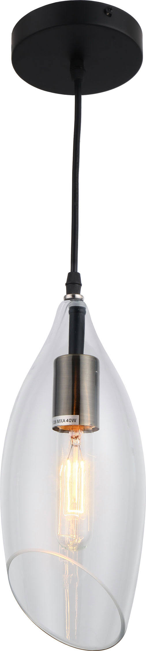 Black Clear Glass Incandescent Pendant K952620