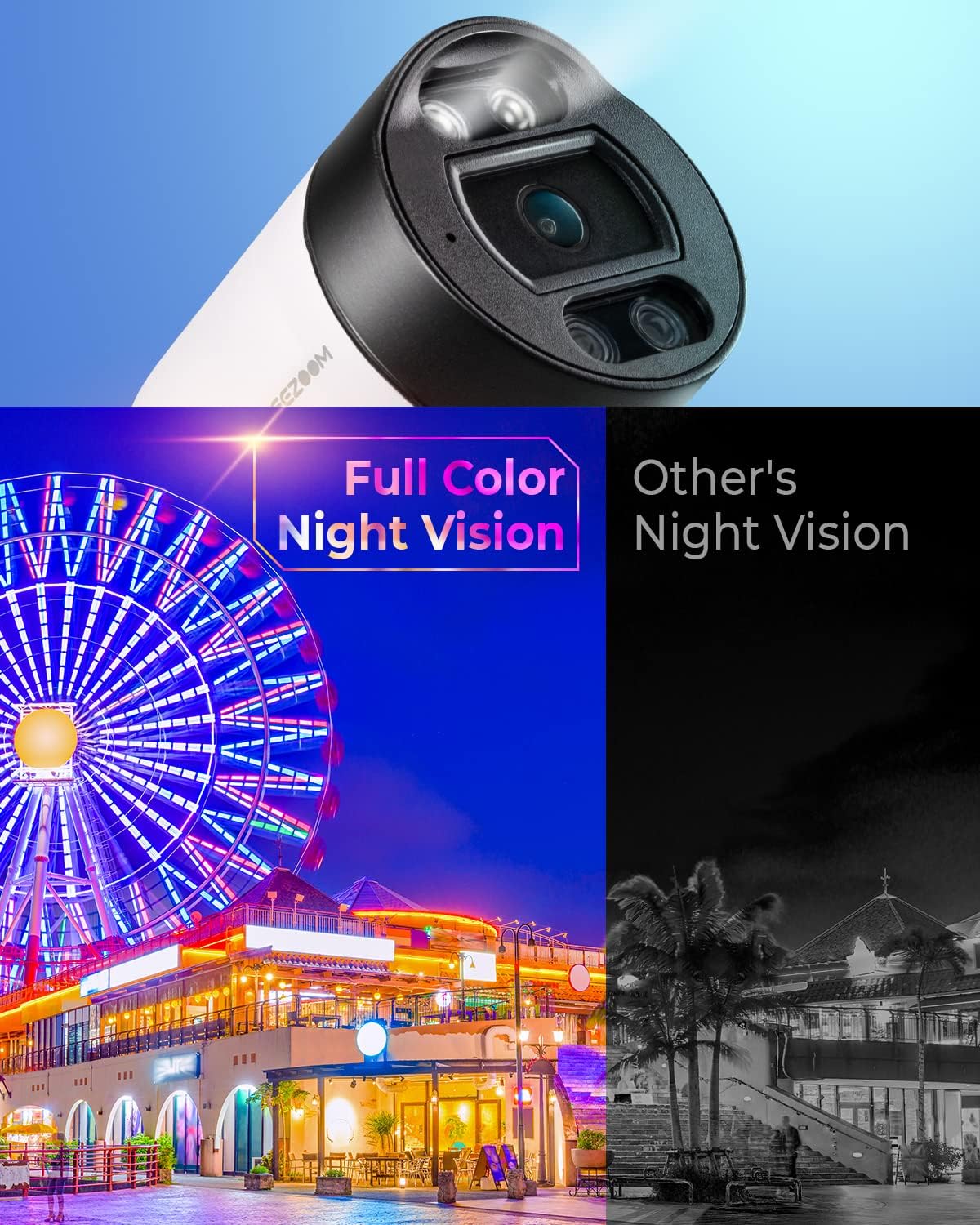 5MP PoE IP Camera with Two-Way Audio, Full-Color Night Vision, AI Human Detection, IP66 Weatherproof O174
