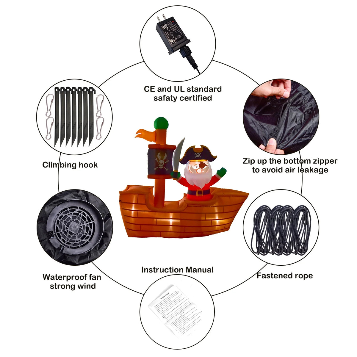 6' Pirate Santa Christmas Inflatable P981
