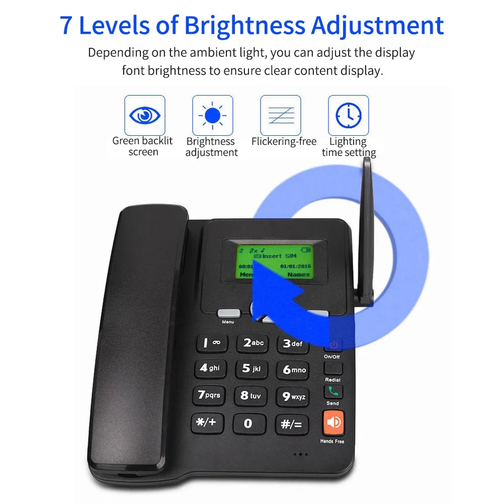 Cordless Phone Desktop Telephone Set with Dual SIM Cards Z668534