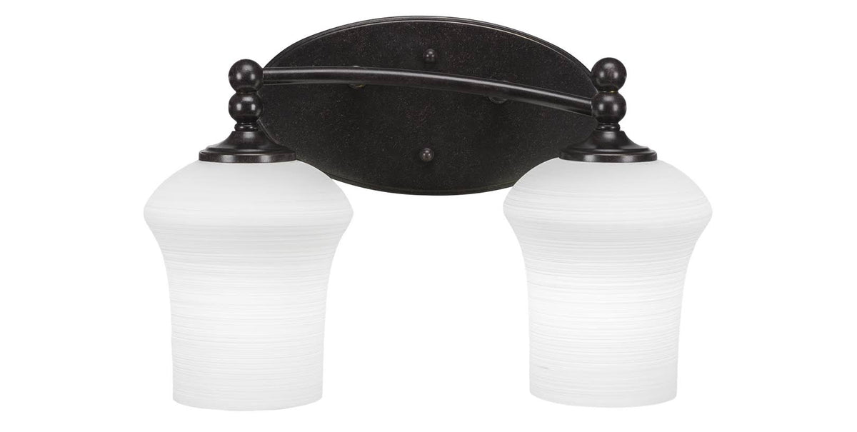 Two Light Bath Bar Dark Granite Finish with White Linen Glass W3275