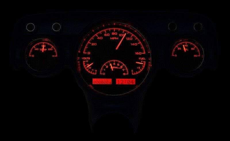 Analog Gauges System Black Alloy Red Kit R281