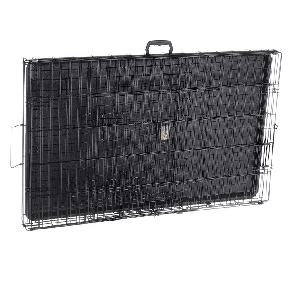 Black Collapsible Dog Crate with Divider Wall Panel W654