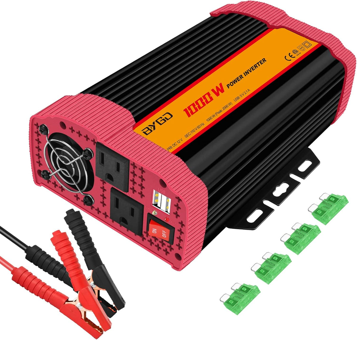 1000W Car Power Inverter DC 12V to 110V AC with 2 USB Ports M673371