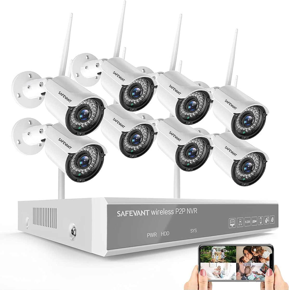 8 Channel 2MP Wireless NVR Security Camera System with 8PCS IP Cameras E6650