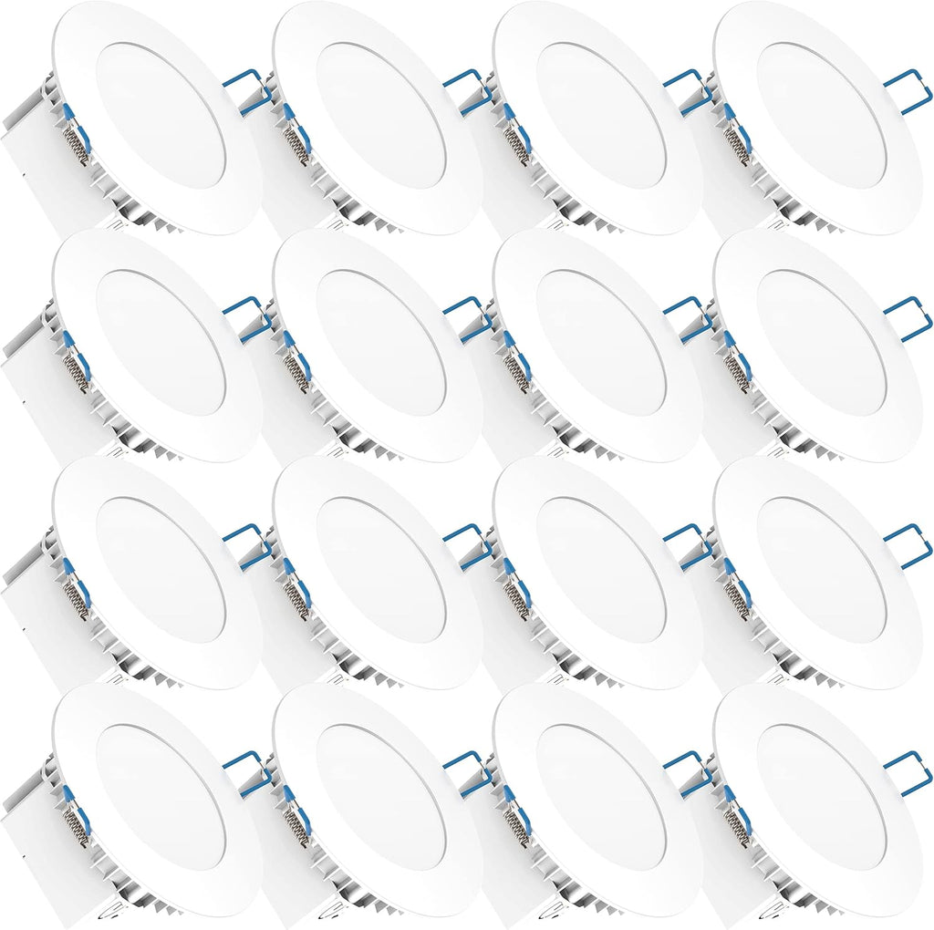 16 Pack 4 Inch Ultra Thin LED Recessed Ceiling Lights, 4000K Cool White, 10W, 650 LM, Dimmable B72124