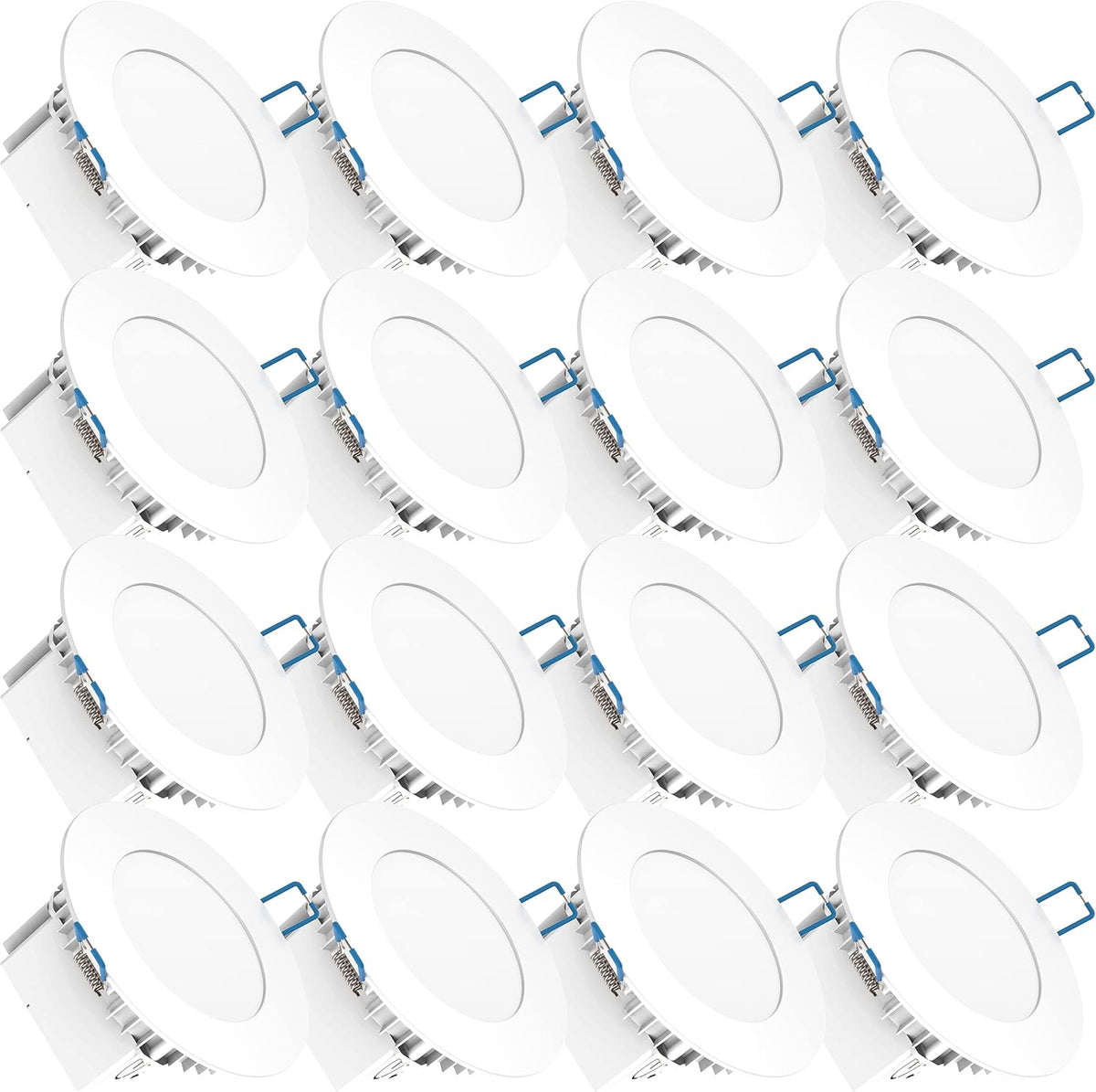 16 Pack 4 Inch Ultra Thin LED Recessed Ceiling Lights, 4000K Cool White, 10W, 650 LM, Dimmable B72124
