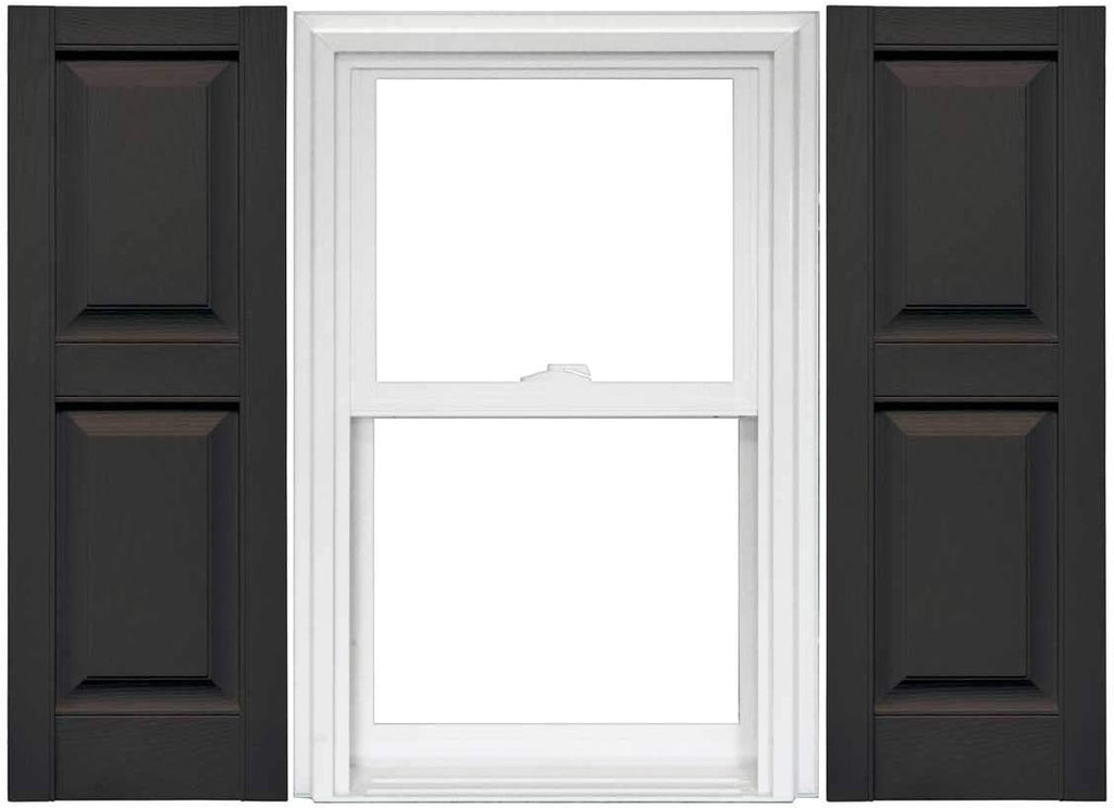 Raised Panel Vinyl Shutters (1 Pair) - 14.75 x 75 Musket Brown J865383