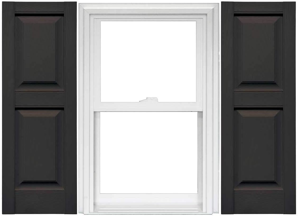 Raised Panel Vinyl Shutters (1 Pair) - 14.75 x 75 Musket Brown J865383