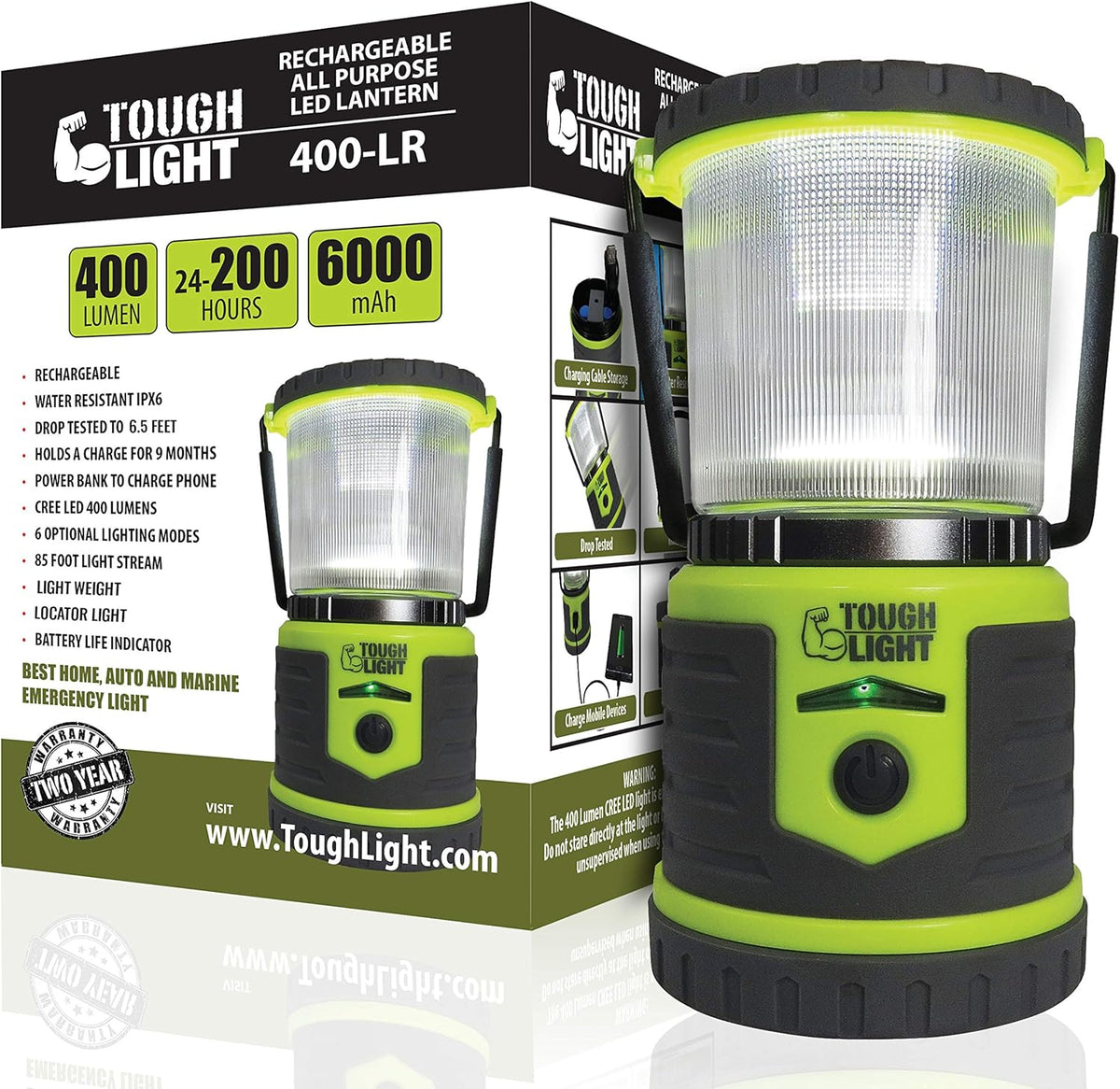 LED Rechargeable Lantern with Cell Phone Charger, Pack of 2 V2545