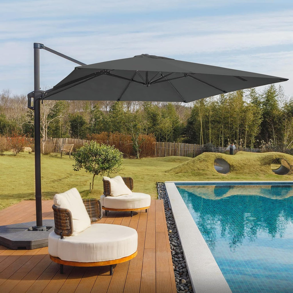 Navy Blue 10x10 FT Square Cantilever Patio Umbrella R289