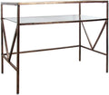 Antique Gold Glass Top Desk Vanity Table E86976