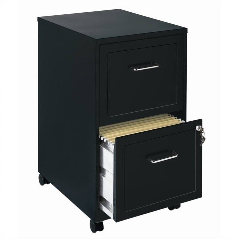 2 Piece 4 Drawer and Mobile 2 Drawer File Cabinet in Black Z339