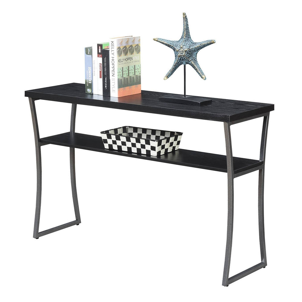 Black Woodgrain/Gray Console Table B8078