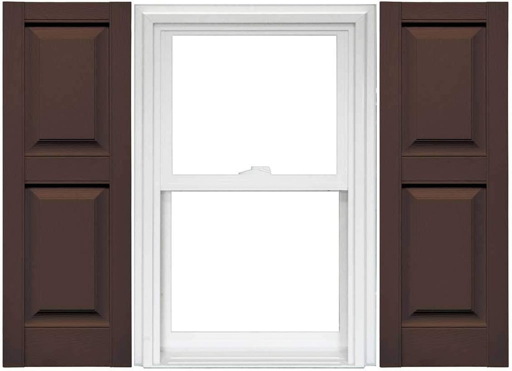 Raised Panel Vinyl Shutters (1 Pair) - 14.75 x 75 Musket Brown J865383