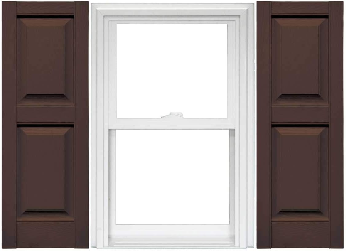 Raised Panel Vinyl Shutters (1 Pair) - 14.75 x 75 Musket Brown J865383