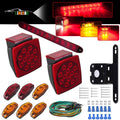 LED Trailer Lights Kit, Submersible Square Stop Turn Tail Lights, Red/Amber Side Marker Lights, 3rd Brake ID Light Bar, Pack of 2 F3310