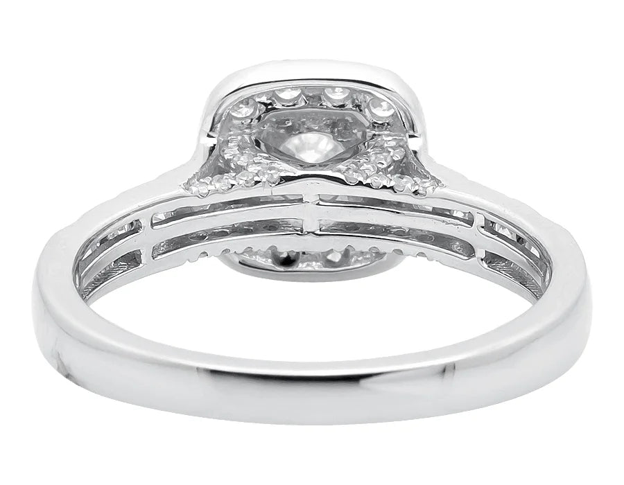 14K White Gold Cushion Halo Diamond Engagement Ring 1.0ct N6850