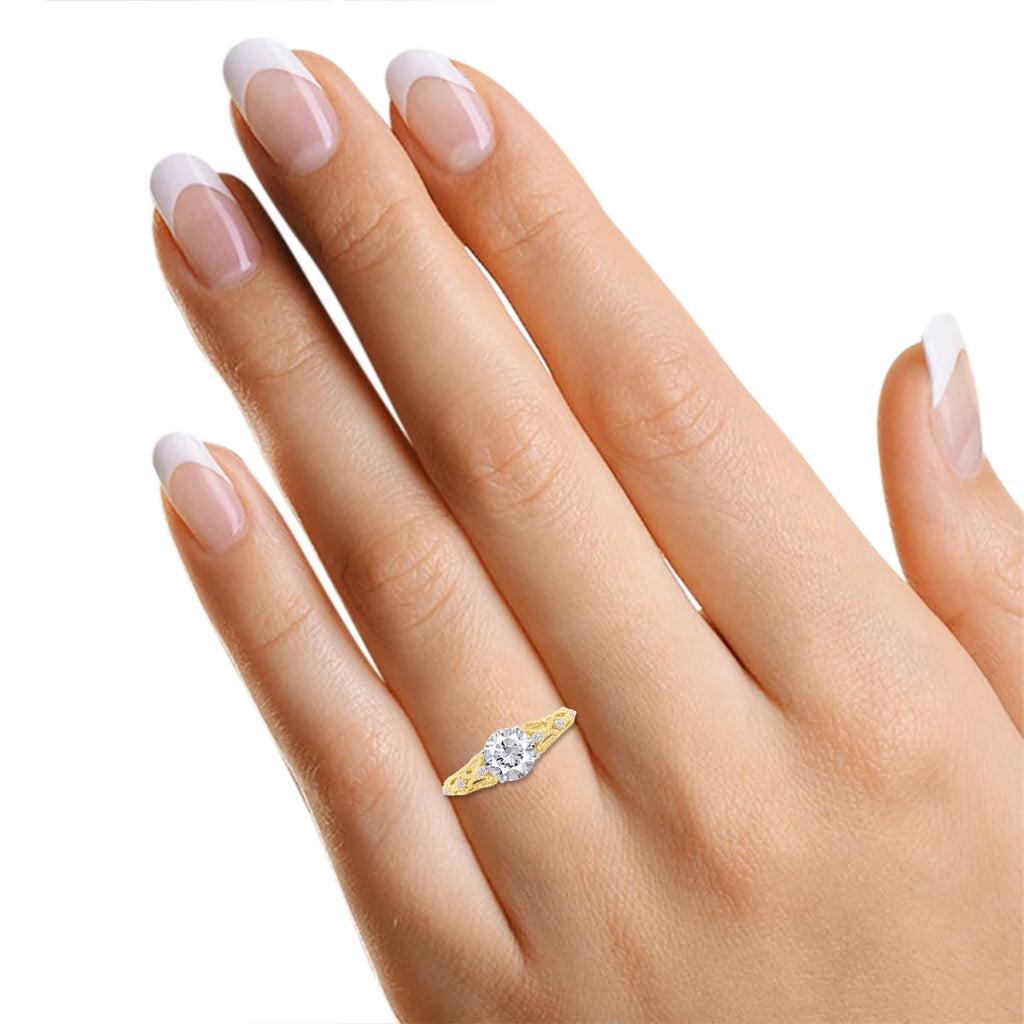Twisted Solitaire Engagement Ring In 14K Yellow Gold Over Sterling Silver A614