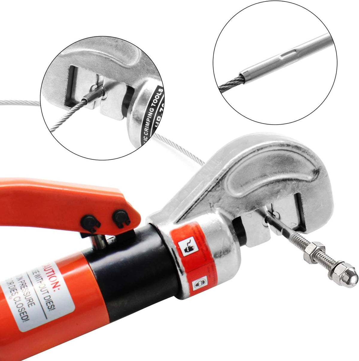 10 Ton Hydraulic Cable Crimper Hand Tool with 9 Dies and Cable Cutter O648