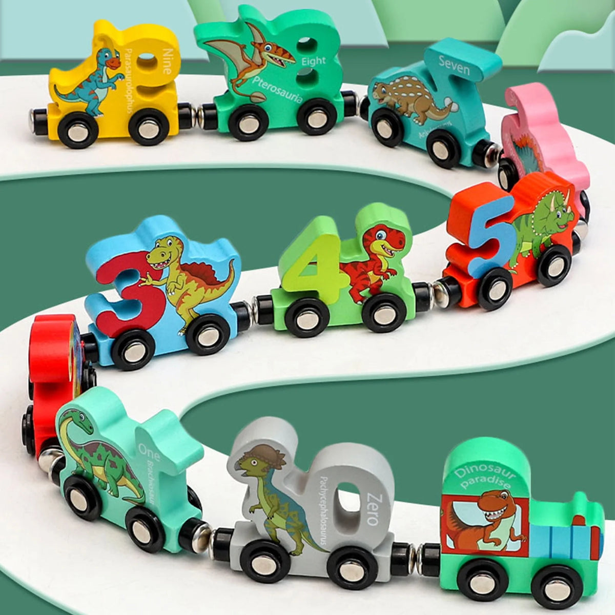 Magnetic Digital Train Wooden Building Block Toy Car A69881