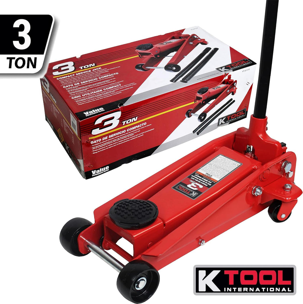 3 Ton Compact Floor Jack with Swivel Rear Casters C8595