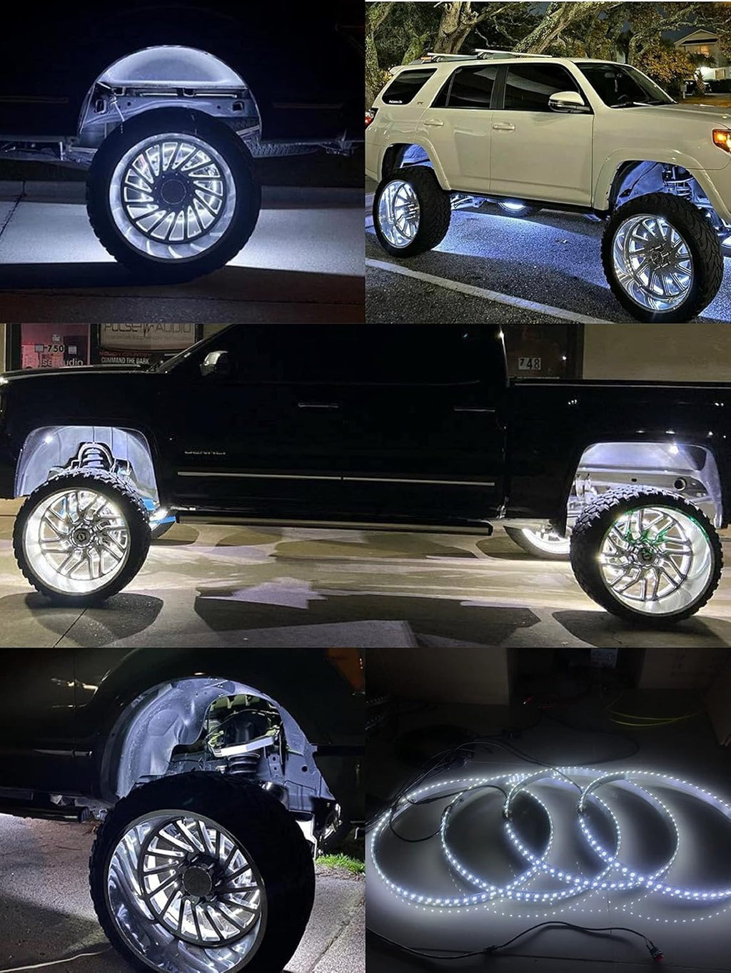 17.5 Pure White Flashing LED Wheel Light Kit IP68 Waterproof J89959