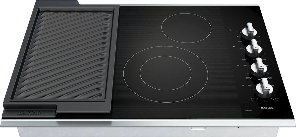 30-Inch Electric Cooktop with Reversible Grill and Griddle Stainless Steel F2837